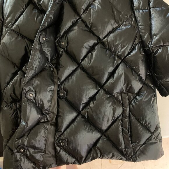 Glamourpuss NYC Short Sleeve Black Down Puffer Jacket Quilted Button Front Small - Picture 7 of 7